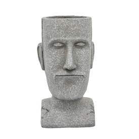 10" Polyresin Head Planter - Gray