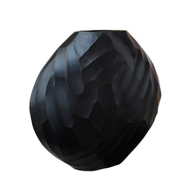 14" Hammered Aluminum Vase - Matte Black