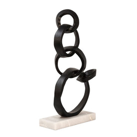 Linked Metal Rings on Marble Base - Black/White
