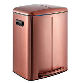 Marco Rectangular 10.5-Gallon Double Bucket Trash Can - Rose Gold