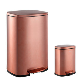 Connor Rectangular 13-Gallon Trash Can - Rose Gold