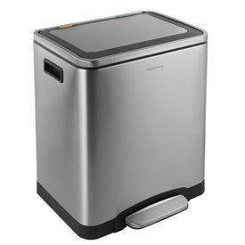 Elmo Rectangular 8-Gallon Double Bucket Trash Can - Chrome