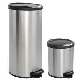 Oscar Round 8-Gallon Step-Open Trash Can - Stainless and Black