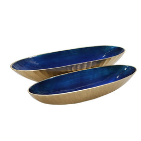 22"/24" Aluminum Oval Bowls Set of 2 - Blue