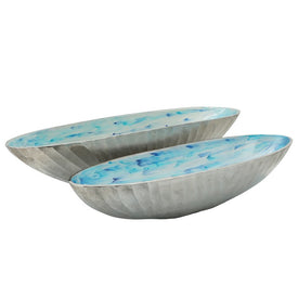 22"/24" Aluminum Oval Bowls Set of 2 - Sky Blue