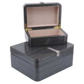 7"/9" Wood Boxes with Metal Clasp Set of 2 - Gray