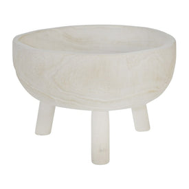 11" Wood Bowl with Legs - White