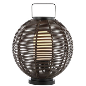 Jigu Woven All-Weather Wicker Outdoor Globe Table Lamp - Coffee