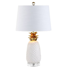 Pineapple Ceramic Table Lamp - White and Gold