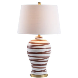 Joelie Ceramic Table Lamp - Brown and White