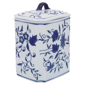 8" Ceramic Box Jar with Lid - Blue