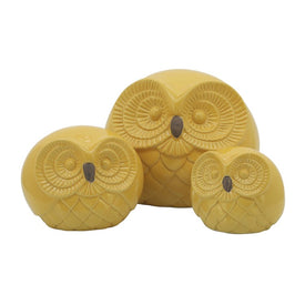 7.5" Ceramic Owls Set of 3 - Yellow