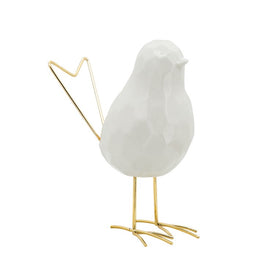 8" Ceramic Bird Statuette - White