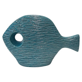 19" Ceramic Textured Fish Figurine - Blue