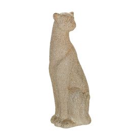 12" Beaded Ceramic Leopard Figurine - Champagne