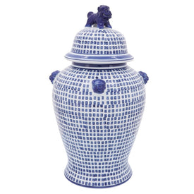 18" Ceramic Mosaic Temple Jar - Blue