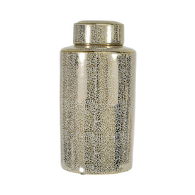 16" Ceramic Jar - Crackle Gold