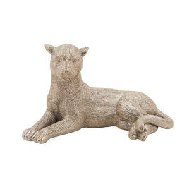 Laying Leopard Ceramic Figurine - Champagne