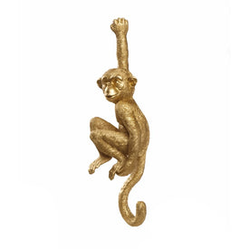 12" Polyresin Hanging Monkey Figurine - Gold