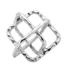 8" Metal Square Links Sculpture - Silver