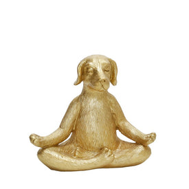 7" Polyresin Yoga Dog - Gold