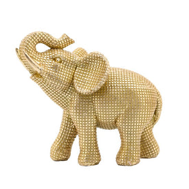 7" Polyresin Elephant Figurine - Gold
