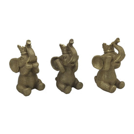 8" Polyresin Hear/Speak/See No Evil Elephant Figurines Set of 3 - Gold