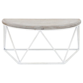 16" x 8" x 7" Wood/Metal Demilune Wall Shelf - White/Gray