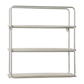 Three-Tier Metal and Wood Wall Shelf - Silver Leaf/White