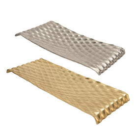 Decorative Hammered Metal Tray Set of 2 - Gold/Silver