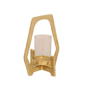 10" Metal Hurricane Candle Holder - Gold