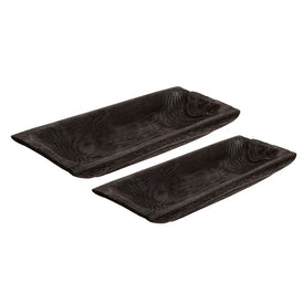 Rectangular Wood Trays Set of 2 - Black