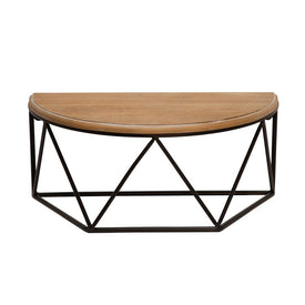 16" x 8" x 7" Wood/Metal Demilune Wall Shelf - Black/Brown