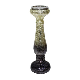 15" Crackled Glass Candlestick Candle Holder - Plum