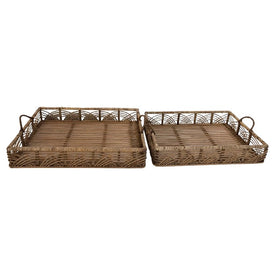 20"/22" Rectangular Bamboo Trays Set of 2 - Natural