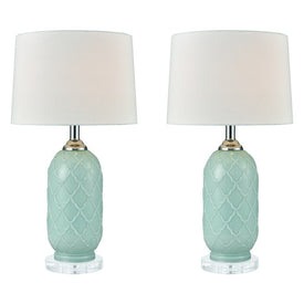 La Joliette Two-Light Table Lamp - Pale Blue