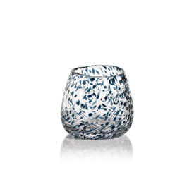 Elodie Glass Vase/Candle Holder with Glass Chips