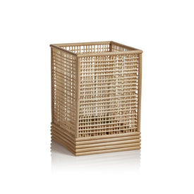 Cebu Bamboo Hurricane Candle Holder with Checkered Pattern