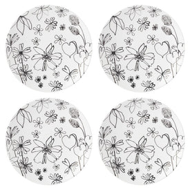 Garden Doodle Accent Plates Set of 4