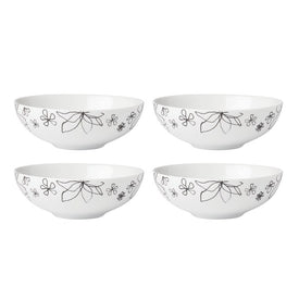 Garden Doodle Dinnerware Soup/Cereal Bowls Set of 4