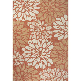 Zinnia Modern Floral Textured Weave 91" L x 63" W Indoor/Outdoor Area Rug - Orange/Cream