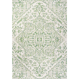 Estrella Bohemian Medallion Textured Weave 72" L x 47" W Indoor/Outdoor Area Rug - Green/Cream