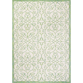 Madrid Vintage Filigree Textured Weave 72" L x 47" W Indoor/Outdoor Area Rug - Cream/Green