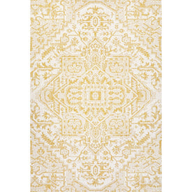 Estrella Bohemian Medallion Textured Weave 72" L x 47" W Indoor/Outdoor Area Rug - Cream/Yellow
