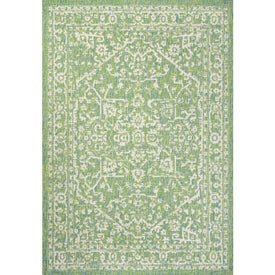 Malta Bohemian Medallion Textured Weave 72" L x 47" W Indoor/Outdoor Area Rug - Cream/Green