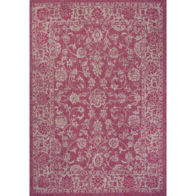 Tela Bohemian Textured Weave Floral 72" L x 47" W Indoor/Outdoor Area Rug - Fuchsia/Light Gray