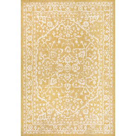 Malta Bohemian Medallion Textured Weave 72" L x 47" W Indoor/Outdoor Area Rug - Yellow/Cream