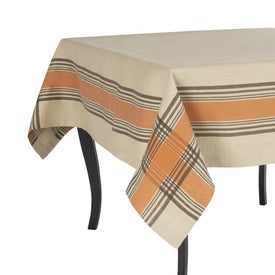 Boulevard 68" x 100" Tablecloth - Tan, Terracotta and Chocolate