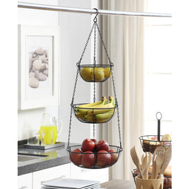 Three-Tier Hanging Fruit Basket - Black