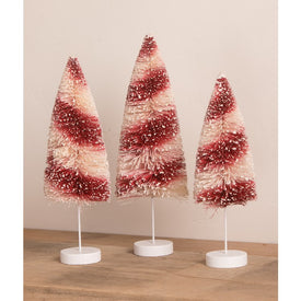 Candy Cane Bottle Brush Trees Set of 3